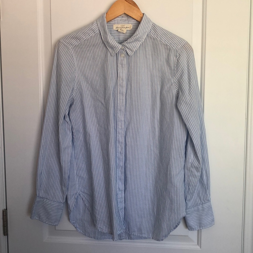 Blue and white striped top